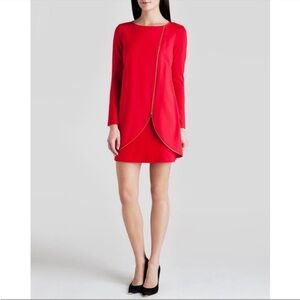 TED BAKER LONDON US size 2 Edlyn Red front Zipper draped mini cocktail dress